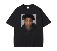 T-Shirts Garçon Été Col Rond Hip Hop Manches Courtes pour Hommes Et Femmes Chanteur YoungBoy Never Broke Again 2D Imprimés T-Shirts en Coton Vintage Rétro Réversibles Haut-Black||l
