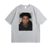 T-Shirts Garçon Été Col Rond Hip Hop Manches Courtes pour Hommes Et Femmes Chanteur YoungBoy Never Broke Again 2D Imprimés T-Shirts en Coton Vintage Rétro Réversibles Haut-Grey||x_l