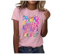 T-shirts graphiques à manches courtes pour femmes, t-shirt de sensibilisation au cancer du sein, nœud du cancer, Rose, M