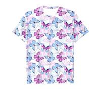 T-shirts graphiques d'été pour filles 2025 à manches courtes mignons hauts amples décontractés papillon coupe ample tendance anniversaire t-shirts pour filles enfants, violet, 2-3 ans