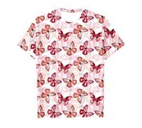 T-shirts graphiques d'été pour filles 2025 à manches courtes mignons hauts amples décontractés papillon coupe ample tendance anniversaire t-shirts pour filles enfants, Rouge, 8-9 ans