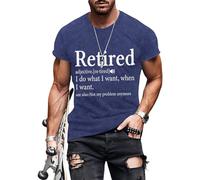 T-shirts graphiques pour hommes | T-shirt décontracté à col rond et imprimé de lettres amusantes, hauts de base d'été vêtements de mode régulière, bleu lac, M