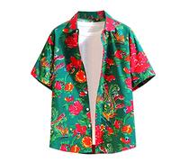 T-Shirts Hauts pour Hommes Longs Chemise à col à à Manches Courtes de Style Ethnique imprimé Printemps et été pour Hommes