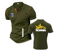 T-Shirts Henley Confortables Hommes pour S.ca.n.i.a Couleurs Contrastées Manches Courtes Entraînement Streetwear Impression Polos Séchage Rapide-JunlvS||XX_l