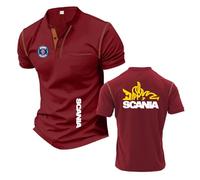 T-Shirts Henley Confortables Hommes pour S.ca.n.i.a Couleurs Contrastées Manches Courtes Entraînement Streetwear Impression Polos Séchage Rapide-JHS||XX_l