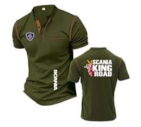 T-Shirts Henley Confortables Hommes pour S.ca.n.i.a Doux À Manches Courtes Chemises De Sport Respirantes Polos Imprimés Collision Color-JunlvS||XX_l