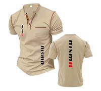 T-Shirts Henley Graphiques pour Hommes Manches Courtes Style N.i.s.m.o Vêtements Confortables Et Extensibles Col Montant Streetwear-KQiSe||s
