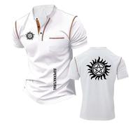 T-Shirts Henley Homme pour Un Look S.up.ER.n.at.ur.al Polo Décontracté À Manches Courtes Et Col Montant Style Patchwork-BaiS||3X_l