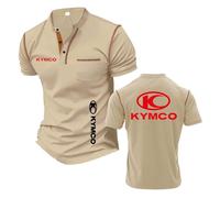 T-Shirts Henley pour Hommes Manches Courtes Décontractées K.Y.M.C.O Coutures Imprimé Extensible Vêtements De Sport Polos Doux Hauts-KQiSe||s