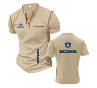 T-Shirts Henley Slim Fit Hommes pour S.ca.n.i.a Polos Confortables De Couleurs Contrastées Vêtements Sport À Manches Courtes Col Montant Demi Manches-KQS||XX_l