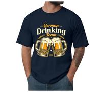 T-Shirts Homme à Manches Courtes en Coton Doux Vert Olive - Impression Rétro "German Drinking Team" avec Chopes de Bière Allemande et Motifs de Blé - Décontracté pour Oktoberfest Fête de la Bière