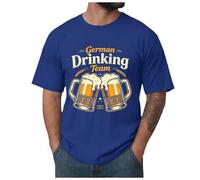 T-Shirts Homme à Manches Courtes en Coton Doux Vert Olive - Impression Rétro "German Drinking Team" avec Chopes de Bière Allemande et Motifs de Blé - Décontracté pour Oktoberfest Fête de la Bière