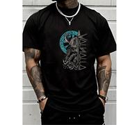 T-shirts homme en coton à motifs élégants et manches courtes - Ce t-shirt est destiné à tous ceux qui se sentent liés à la mythologie nordique et à l'héritage des guerriers du Valhalla. Son motif repr