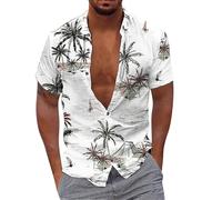 T Shirts Hommes Décontractés à Manches Courtes Chemises à fleurs hawaïennes pour hommes boutonnées chemises de plage de vacances tropicales tenues d'été Chemise Homme Couleur Unie (W2-2-White, M)