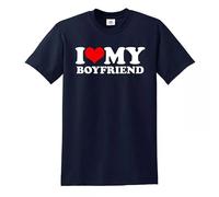 T-shirts humoristiques pour homme avec inscription "I Love My Boyfriend", cadeau de cœur amusant, L