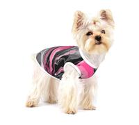 T-shirts imprimés artistiques roses marbrés gris pour petits chiens Chemise tendance respirante sans manches pour petits chiens