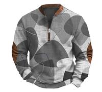 T-shirts imprimés pour homme - Sweat-shirt pour homme sans capuche avec fermeture éclair 1/4 fermeture éclair - Veste de survêtement camouflage Streetwear - Pull tendance - Élégant - Manches longues