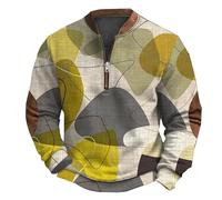 T-shirts imprimés pour homme - Sweat-shirt pour homme sans capuche avec fermeture éclair 1/4 fermeture éclair - Veste de survêtement camouflage Streetwear - Pull tendance - Élégant - Manches longues