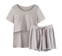 T-Shirts Maternité D'été Vetement Grossesse et Maternité Manches Courtes Couleur Pure T-Shirt de Haut Allaitement T-Shirt Grossesse Blanc Top Allaitement Femme Tee Shirt Femme Enceinte