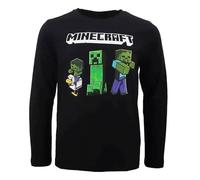 T-shirts officiels Minecraft Creeper Chicken Jockey pour enfants - T-shirt unisexe noir à manches longues pour le film, Personnages., 10 ans