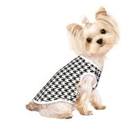 T-Shirts pour Chiens à Motif Pied-de-Poule Noir et Blanc, élastiques et Doux, Respirants, pour Chiots, Chatons et Chiens de Petite et Moyenne Taille.