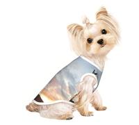 T-Shirts pour Chiens avec Motif éléphant et Girafe au Coucher du Soleil au Sommet d'une Montagne. Respirants et adaptés aux Chiots, Chatons et Chiens de Petite