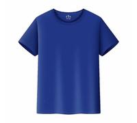 T-shirts pour enfants en maille respirante avec col rond pour garçons et filles comme hauts basiques confortables, bleu, 12-14 ans