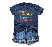 T-shirts pour femme avec inscription « It's a Good Day to Play Pickleball » - T-shirt mignon pour amateurs de pickleball - Chemise unie amusante - Haut de sport décontracté - Haut de sport à manches