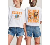 T-shirts pour femmes de la série Disney Spring Dog imprimés, avec impression de Slinky orange de jouet Story, original, micro-élastique, peut être utilisé comme cadeau pour la famille et les amis, con