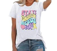 T-shirts pour femmes T-shirt de prévention de sensibilisation T-shirt santé mentale T-shirts psychologue Tenue sexy pour femmes, Blanc., M