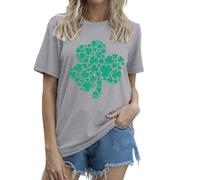 T-shirts pour femmes UK Irlande T-shirts pour femmes UK St Patrick Shamrocks T-shirts manches courtes col rond Paddy's Day Irish Funny Graphic Printed Fashion Trendy Loose Fit Casual Festival Cadeau