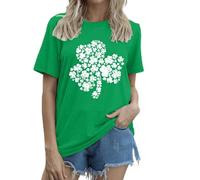 T-shirts pour femmes UK Irlande T-shirts pour femmes UK St Patrick Shamrocks T-shirts manches courtes col rond Paddy's Day Irish Funny Graphic Printed Fashion Trendy Loose Fit Casual Festival Cadeau