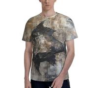T-shirts pour homme à imprimé poisson, T-shirts confortables pour homme, pour un usage quotidien et des occasions spéciales, Noir , S