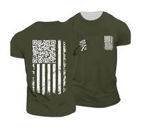 T-shirts pour homme avec code QR design pour danse quotidienne décontractée mode décontractée confortable respirant facile d'entretien, Vert armée., M