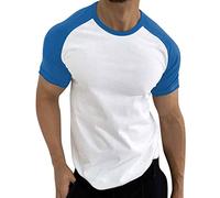 T-shirts pour homme blanc à col rond T-shirt en coton pour homme Haut décontracté Couleur contrastée Haut bicolore à séchage rapide Hauts respirants Haut à manches courtes T-shirt de sport confortable