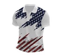 T-shirts pour homme Drapeau américain Patriotique Memorial Indépendance Day Graphique Polo de travail à manches courtes pour homme, noir foncé, 3XL
