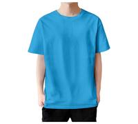 T-shirts pour homme en coton à manches courtes col rond couleur unie slim fit Henley T-shirt été décontracté vintage haut mode basique à séchage rapide T-shirt de sport respirant, bleu ciel, M