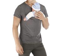 T-shirts pour homme - Été - Loisirs - Kangourou - Papa - T-shirt porte-bébé - Col en V - Manches courtes - Kangourou - Manches courtes, gris, L