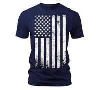 T-shirts pour homme Memorial 4th of July Independence Day American Flag Patriotic T-shirt d'été à manches courtes pour homme UK, noir foncé, 5X-Large