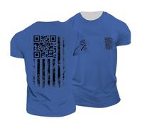 T-shirts pour homme pour un usage quotidien décontracté. Design élégant avec code QR. pour danser et se détendre. Idéal pour toutes les saisons. Confortable et facile à nettoyer., bleu, XXL