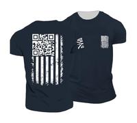 T-shirts pour homme pour un usage quotidien décontracté. Design élégant avec code QR. pour danser et se détendre. Idéal pour toutes les saisons. Confortable et facile à nettoyer., Marine, XXL