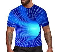 T-shirts pour hommes à manches courtes 3D abstrait art trippy chemise décontractée illusion d'optique t-shirts graphiques tendance hauts d'été, Chemises pour homme Bleu, M