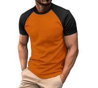 T-shirts pour hommes à manches courtes en jersey Raglan - T-shirts de baseball basiques décontractés - Hauts de sport actifs - T-shirts classiques à manches courtes, L