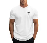 T-shirts pour hommes, col rond, manches courtes avec imprimé croix de Jésus, coupe ajustée décontractée T-shirts Foi Christ T-shirts col rond hauts d'été avec t-shirt élégant décontracté pour hommes S