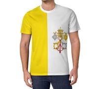 T-Shirts pour Hommes Col Rond T Shirts à Manches Courtes, Contractée Vintage Hauts Drapeau Vatican City Imprimé T-Shirt, Été L'extérieur Tee Doux Confort Streetwear