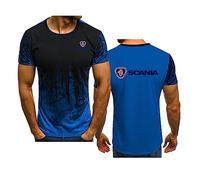 T-Shirts pour Hommes d'été à Manches Courtes pour Scania T-Shirts imprimés col Rond Respirant Confortable vêtements de Travail Adolescents Sport Demi-Manches Hauts à la Mode, Blue-2XL