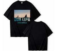 T-Shirts pour Hommes Et Femmes Dua Lipa T-Shirts Rétro Col Rond Chemise À Manches Courtes Hip Hop Chanteur Fan Cadeau Surdimensionné T-Shirt De Rue XS-3XL-Black||XS