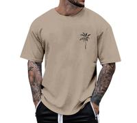 T-shirts pour hommes T-shirt décontracté pour homme avec imprimé arbre minimaliste, respirant, coupe confortable pour un usage quotidien, les sports et les activités de plein air, kaki, XL
