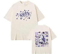 T-Shirts pour Hommes T-Shirts Surdimensionnés À La Mode pour Femmes Olivia Rodrigo Guts T-Shirts À Manches Courtes Imprimés T-Shirts Décontractés D'été Unisexes-Black||XS