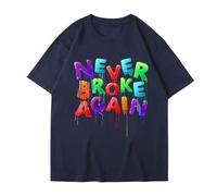 T-Shirts pour Les Hommes en Coton Vintage Rétro Réversibles Haut Été Col Rond Hip Hop Manches Courtes pour Hommes Et Femmes Chanteur YoungBoy Never Broke Again 2D Imprimés T-Shirts-Navy Blue||x_l